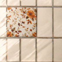 深いオレンジアンバーヴィンテージフローラ秋のパターン