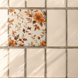 深いオレンジアンバーヴィンテージフローラ秋のパターン タイル