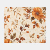 深いオレンジアンバーヴィンテージフローラ秋のパターン フリースブランケット (正面(横))