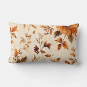 深いオレンジアンバーヴィンテージフローラ秋のパターン ランバークッション (裏面)