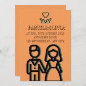 深いオレン結婚ジュ 招待状 (正面/裏面)