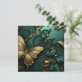 深いカスタムグリーンフラワーズ&金ゴールド蝶 (スタンド正面)