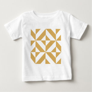 深いカッコいい金ゴールド幾何学的Decoキューブパターン ベビーTシャツ