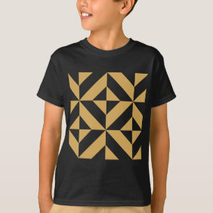深いカッコいい金ゴールド幾何学的Decoキューブパターン Tシャツ