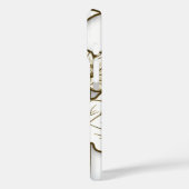 深いカーキトリムオンビッグ白フラワーズモノグラム Case-Mate iPhoneケース (裏面 / 左)