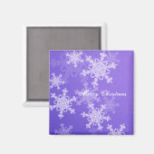 深いガーリーの青と白のクリスマスの雪 マグネット (正面/裏面)