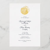 深いクシンプルラムシーシェルアンドプロシアンブルー 箔招待状 (正面)