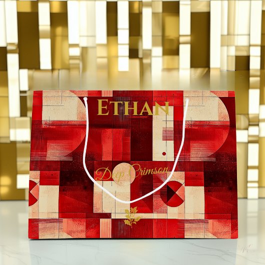 深いクリムゾン抽象芸術幾何学 ラージペーパーバッグ