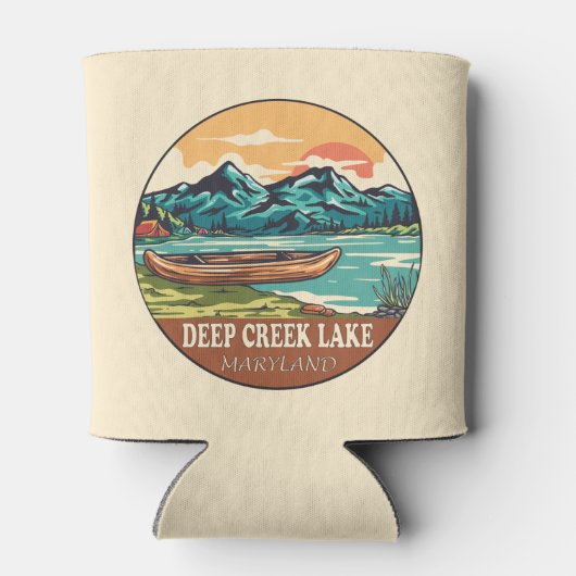 深いクリークレイクメリーランドボート魚釣りエンブレム 缶クーラー (裏面)