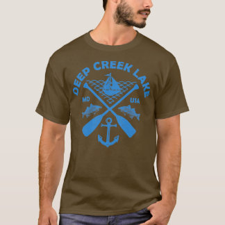 深いクリークレイクメリーランド魚釣りボートパドルアドヴェン Tシャツ