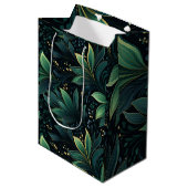 深いグリーンとブルーリーフィメディア抱き枕 ミディアムペーパーバッグ (正面アングル)