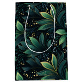 深いグリーンとブルーリーフィメディア抱き枕 ミディアムペーパーバッグ (正面)