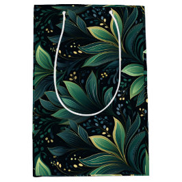 深いグリーンとブルーリーフィメディア抱き枕 ミディアムペーパーバッグ