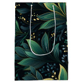 深いグリーンとブルーリーフィメディア抱き枕 ミディアムペーパーバッグ (裏面)