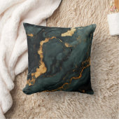 深いグリーンと金ゴールド大理石装飾装飾用クッション クッション (ブランケット)