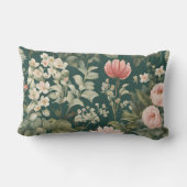 深いグリーンウィズパステルウッドシーフラワーズ ランバークッション (裏面)