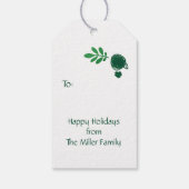 深いグリーンウォーター色クリスマスリースモノグラム ギフトタグ (裏面)