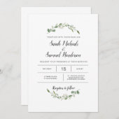 深いグリーンガーデンウォーター結婚カラー 招待状 (正面/裏面)