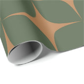 深いグリーンテラコッタミッドセンチュリーモダンエレガント ラッピングペーパー (ロールコーナー)