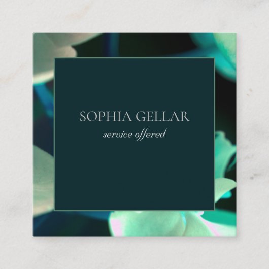 深いグリーンフローラ名刺 スクエア名刺 (正面)