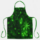 深いグリーンブライトスノーフレークスホリデーズラージ エプロン (正面)