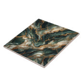 深いグリーンマーブル、金ゴールド静脈、シームレスな贅沢 タイル (側面)