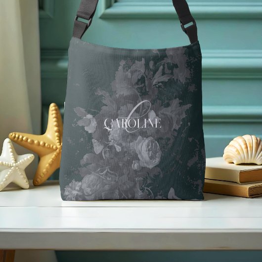 深いグリーンヴィンテージフローラ静止時スタイリッシュ クロスボディバッグ