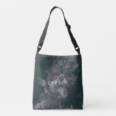 深いグリーンヴィンテージフローラ静止時スタイリッシュ クロスボディバッグ (裏面)