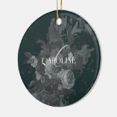 深いグリーンヴィンテージフローラ静止時スタイリッシュ セラミックオーナメント (左)