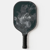 深いグリーンヴィンテージフローラ静止時スタイリッシュ ピックルボールラケット (裏面)