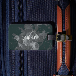 深いグリーンヴィンテージフローラ静止時スタイリッシュ ラゲッジタグ