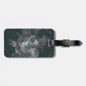 深いグリーンヴィンテージフローラ静止時スタイリッシュ ラゲッジタグ (裏面横)