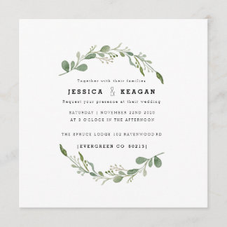 深いグリーン庭園の結婚式招待状 招待状