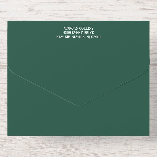 深いグリーン金ゴールドエレガントタイポグラフィ企業のイベント オールインワン招待状 (背面)