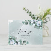 深いグリーンeucalyptusリースほこりっぽい青い花 サンキューカード (スタンド正面)