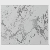 深いグレイ大理石シルバースチンメタリックシャイニー ラッピングペーパー (フラット)