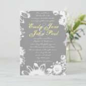 深いグレーイエロー薄紫フラワー結婚式招待状 招待状 (スタンド正面)