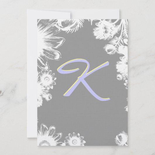 深いグレーイエロー薄紫フラワー結婚式招待状 招待状 (裏面)