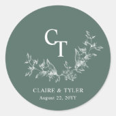 深いグ結婚リーンモノグラム封筒用シール ラウンドシール (正面)