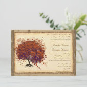 深いコーラルナスの影ハートリーフツリー 招待状 (スタンド正面)