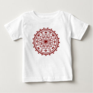 深いシンプルレッドマンダラ ベビーTシャツ
