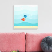 深いシーイエローサブマリン キャンバスプリント (インサイチュ (リビング))