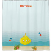 深いシーイエローサブマリン シャワーカーテン (正面)