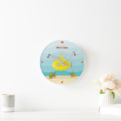 深いシーイエローサブマリン ラウンド壁時計 (ホーム)