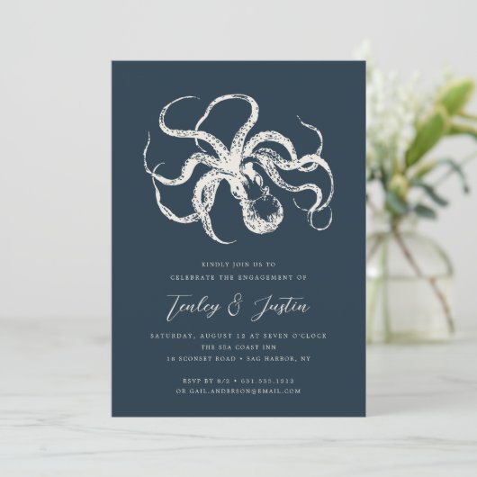 深いシーエレガントヴィンテージ航海の婚約パーティ 招待状 (スタンド正面)