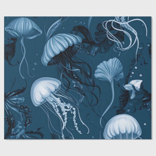 深いシークラゲ包み紙 ラッピングペーパー (フラット)