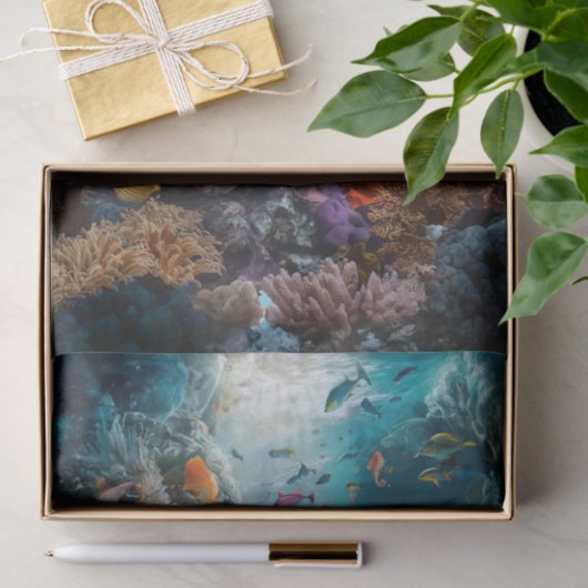 深いシーコーラルファンタジー熱帯水中夢 薄葉紙 (ギフト)