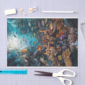 深いシーコーラルファンタジー熱帯水中夢 薄葉紙 (クラフト)