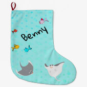 深いシースティングレイアンドフィッシュ ラージクリスマスストッキング (正面)