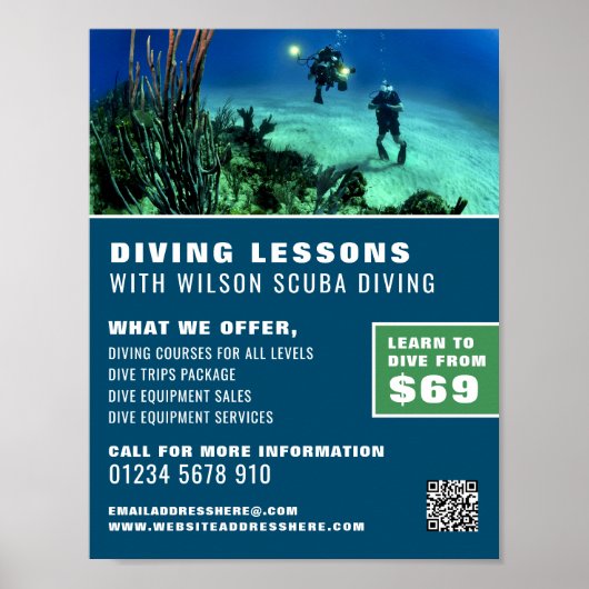 深いシーダイバーズスキューバダイビング広告レッスン ポスター (正面)